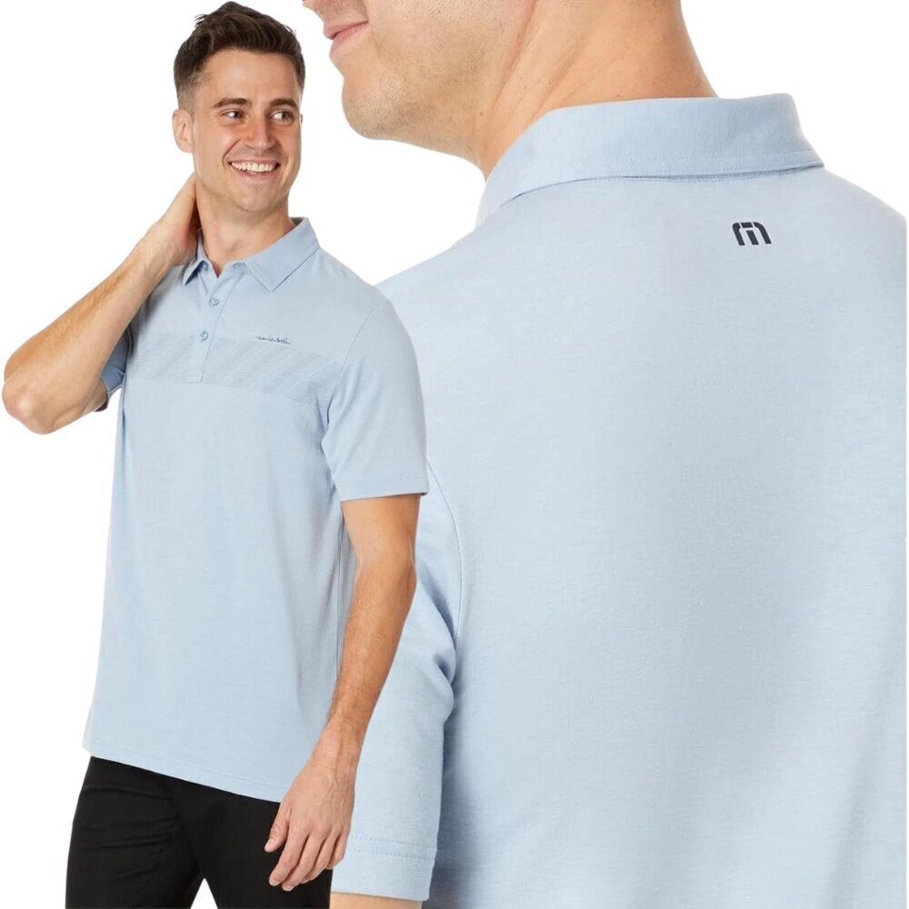 Travis Mathew Jungle Pyramid Polo Top Men's XXL Heather Ash Blue Preppy Golf NWT